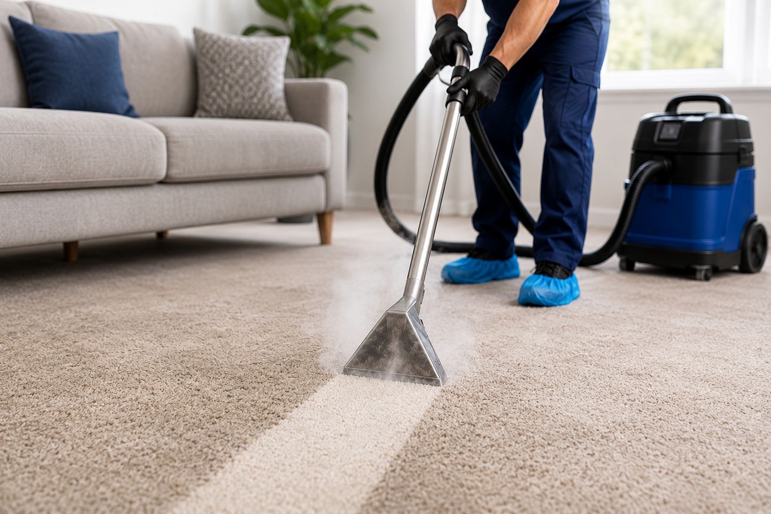 Deep carpet steam cleaning
